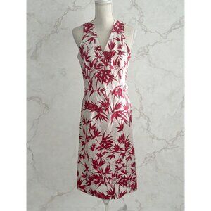 POLO RALPH LAUREN 100% Linen Cream Red Botanical Linen Wrap Dress Size 6